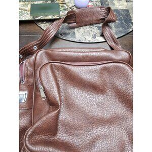 Three Star Vintage Faux Leather Shoulder Bag Satchel Brown Overnight Bag